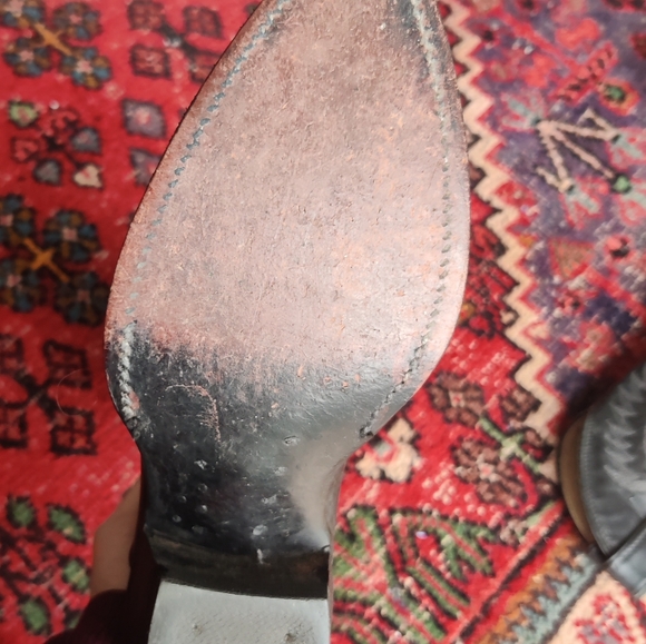 Vintage - Black leather Cowboy boots 'Justin' Very Good condition. Leather sole. - Picture 3 of 16